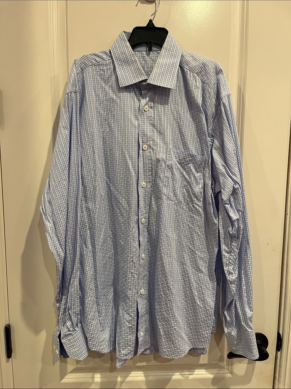 Tailorbyrd Light Blue Checkered Button-Up Shirt Size L
